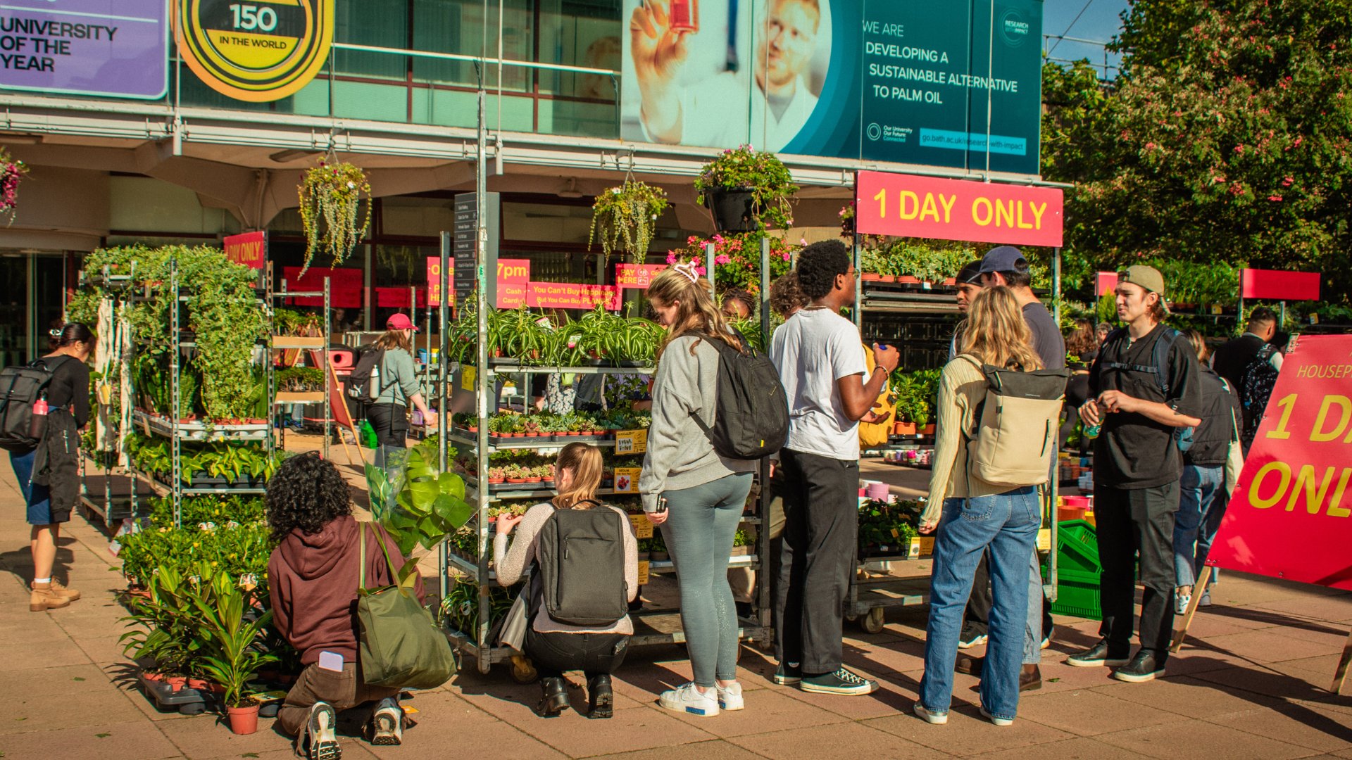 Students shopping for plants during freshers